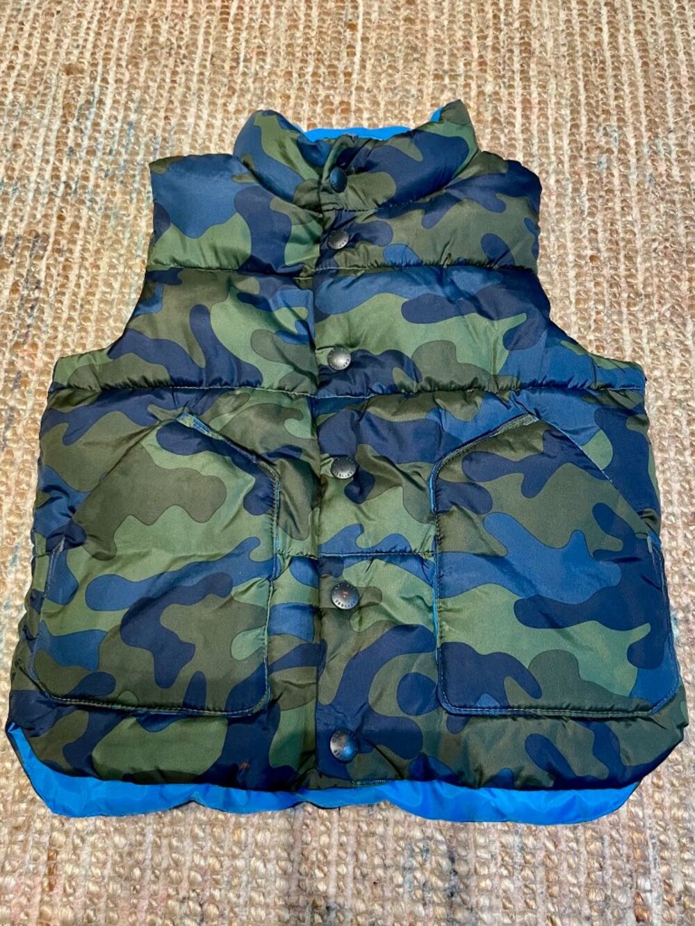 baby GAP Kids Camouflage Heavyweight Insulated Puffer Vest Blue Fleece 4T